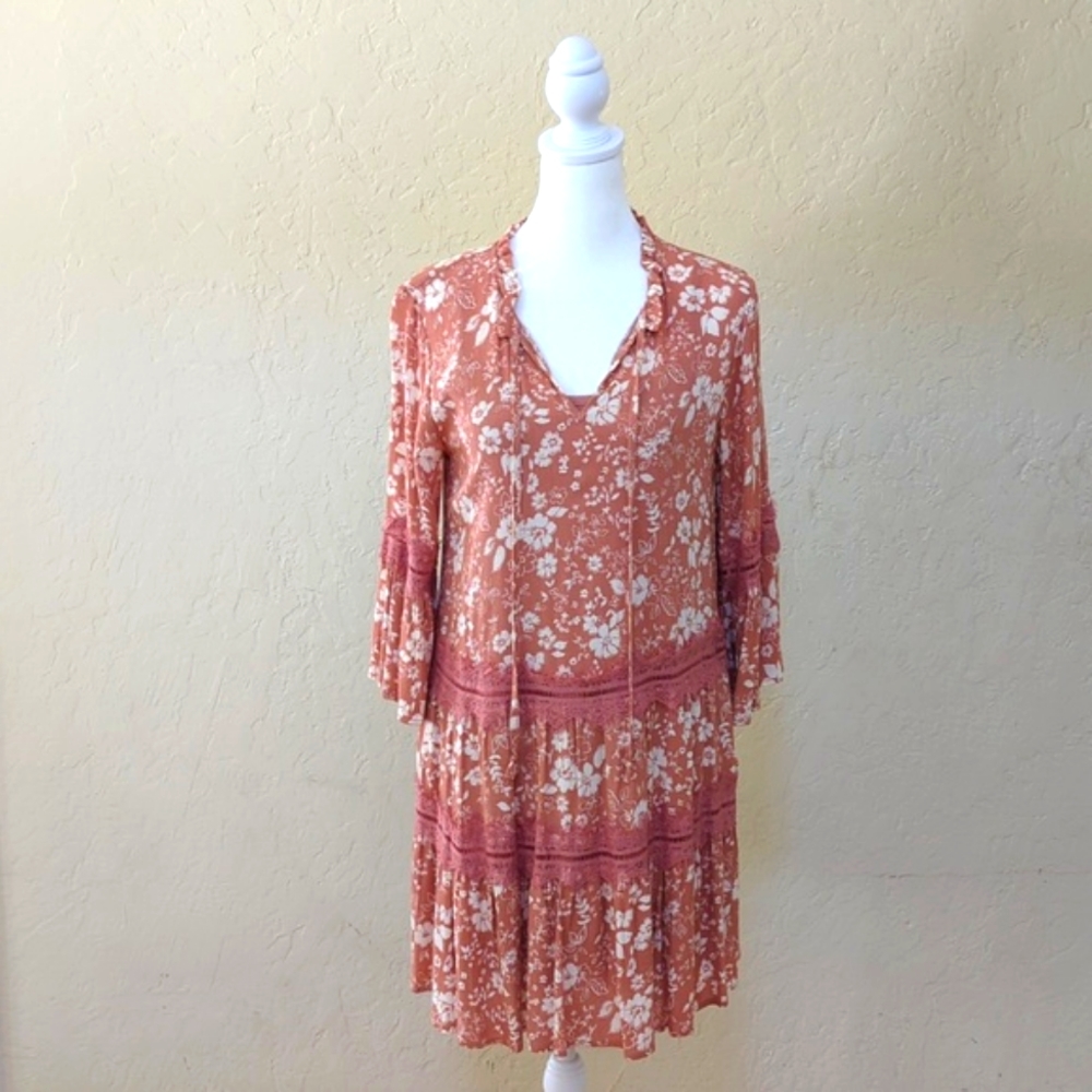 Jodi Kristopher Boutique Boho Floral Lace Rose Dress Size Small